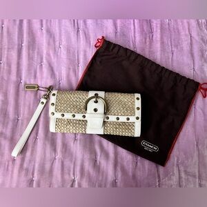 Coach straw wristlet.
